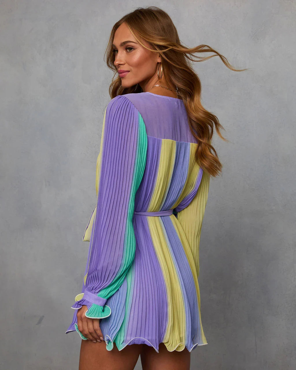 Samarie Pleated Colorblock Mini Dress