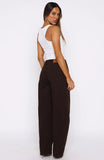 Kiara Mid Rise Barrel Leg Jeans Chocolate Wash