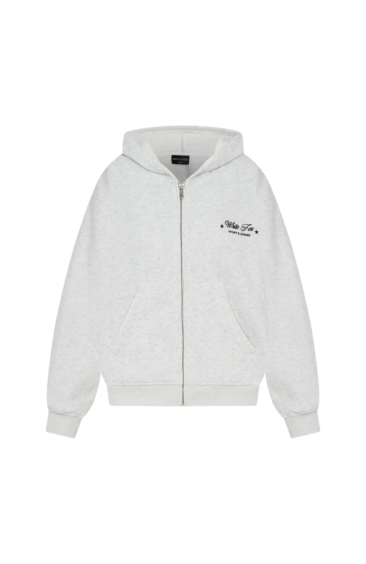 Just Try Again Boxy Zip Front Hoodie Grey Marle