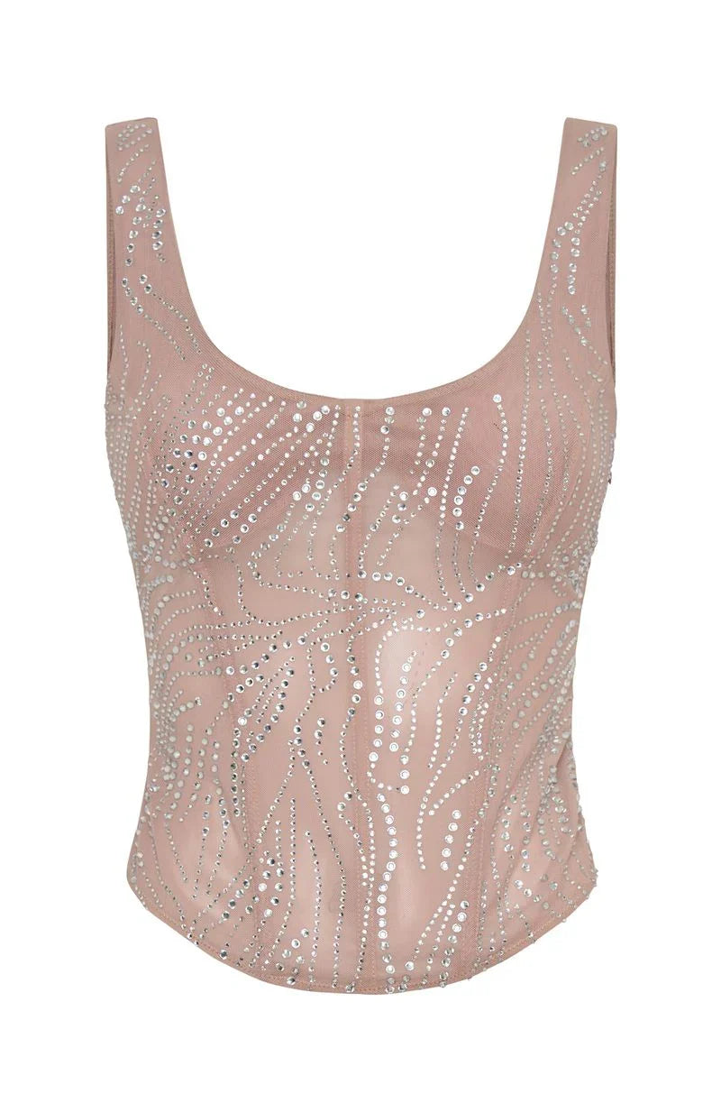 Tender Shadows Embellished Top Nude