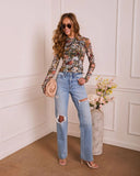 Garden Muse Floral Mesh Mockneck Top
