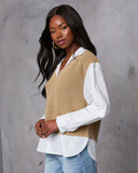 Iced Chai Long Sleeve Sweater Vest Top