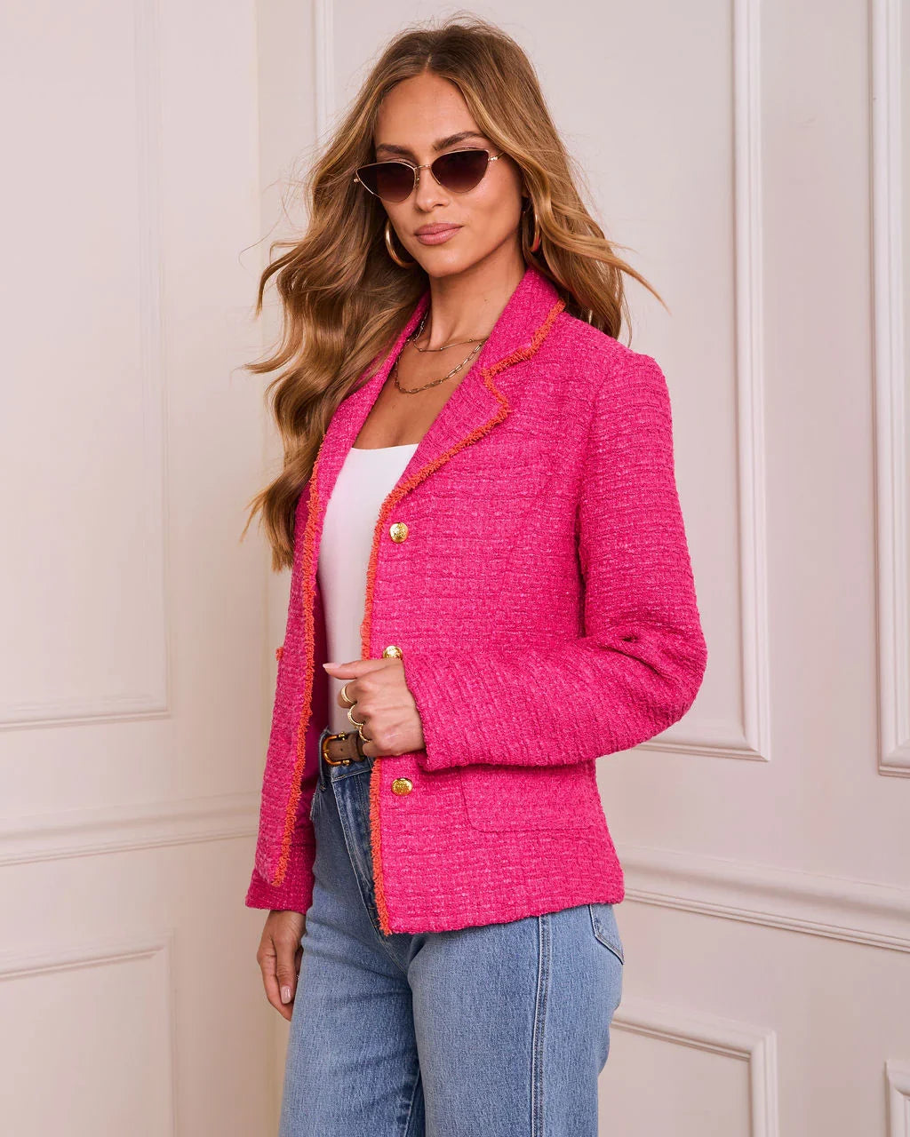 Sweet Talks Tweed Contrast Trim Jacket