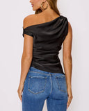 Date Night Asymmetrical Satin Tank