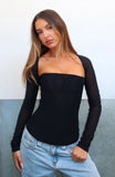Better Believe Long Sleeve Mesh Bustier Black