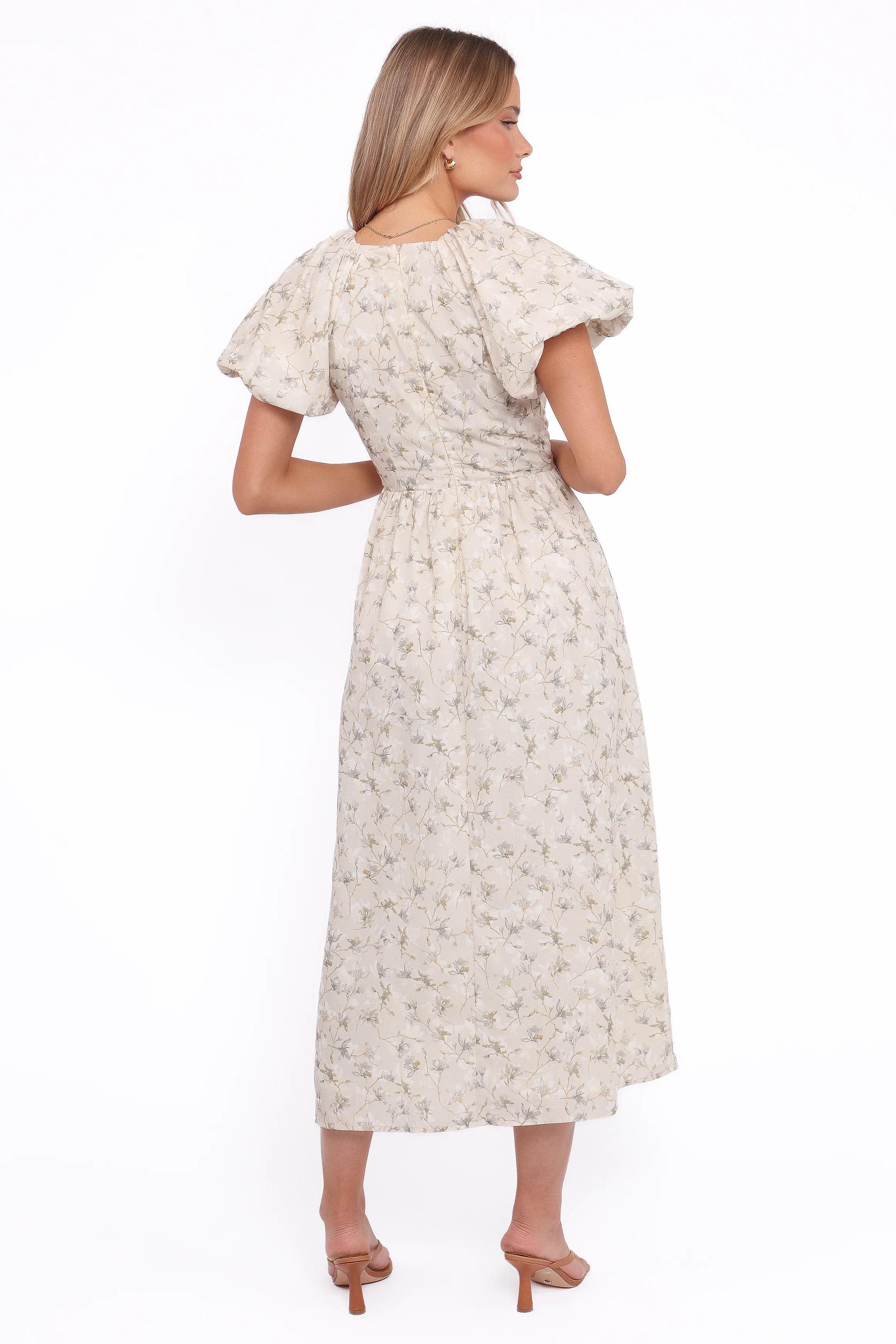 Kathleen Maxi Dress Light Beige Green Floral
