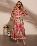 Meadowlane Floral Waist Tie Midi Dress
