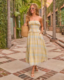 Misty Aura Plaid Ruffle Strapless Top