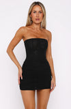 Out In The Wild Strapless Mini Dress Black Glitter