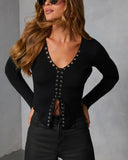 Maybe Baby Lace Up Sweater