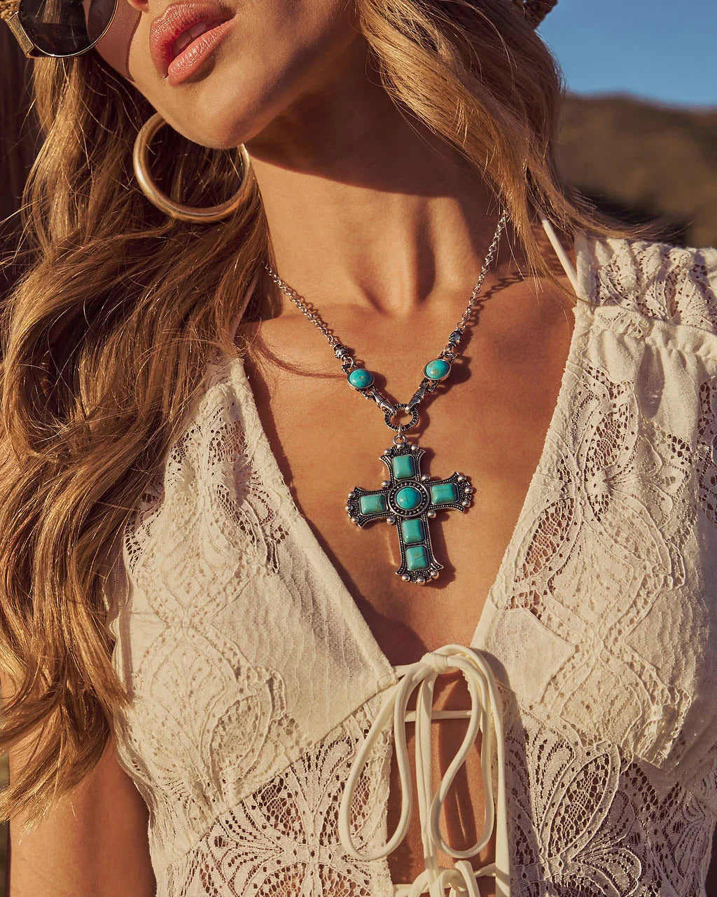 Dakota Dream Western Turquoise Cross Necklace