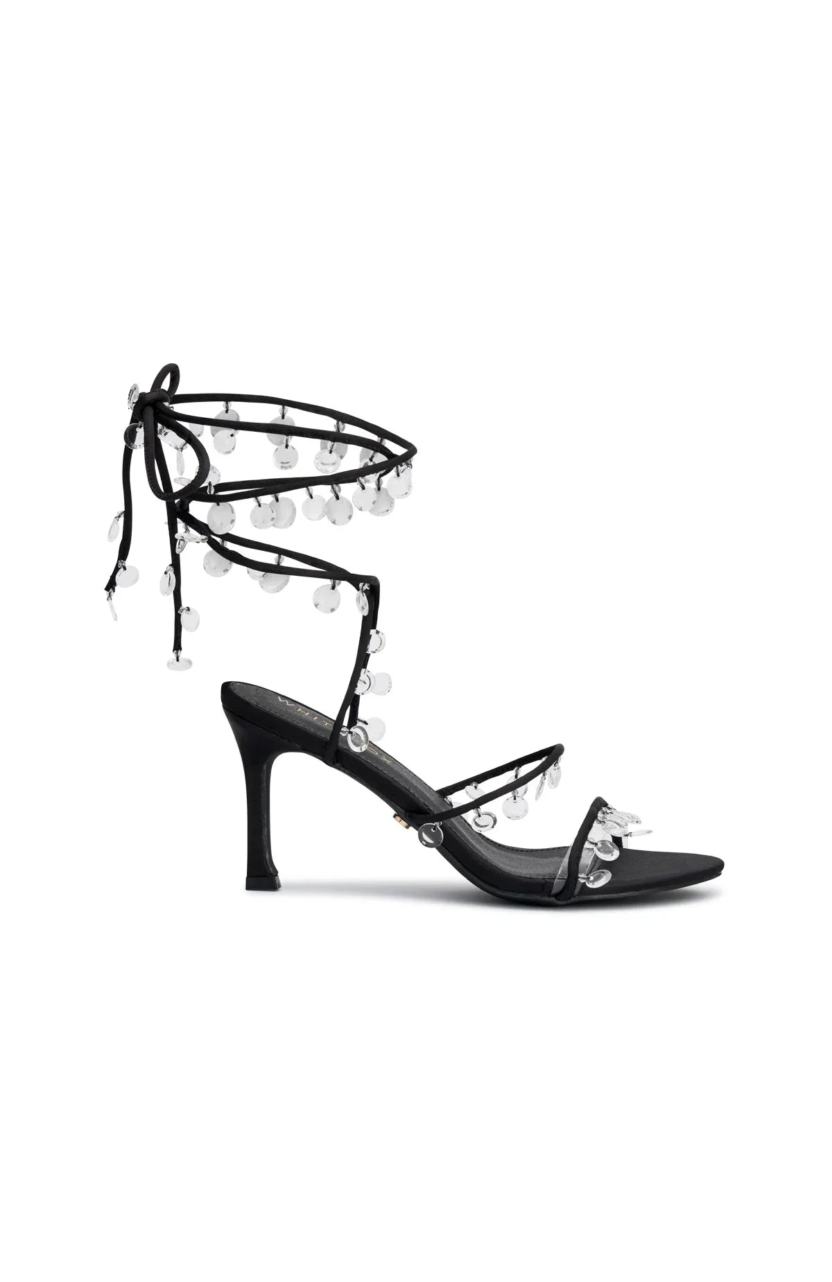 Rania Wrap Crystal Heels Black