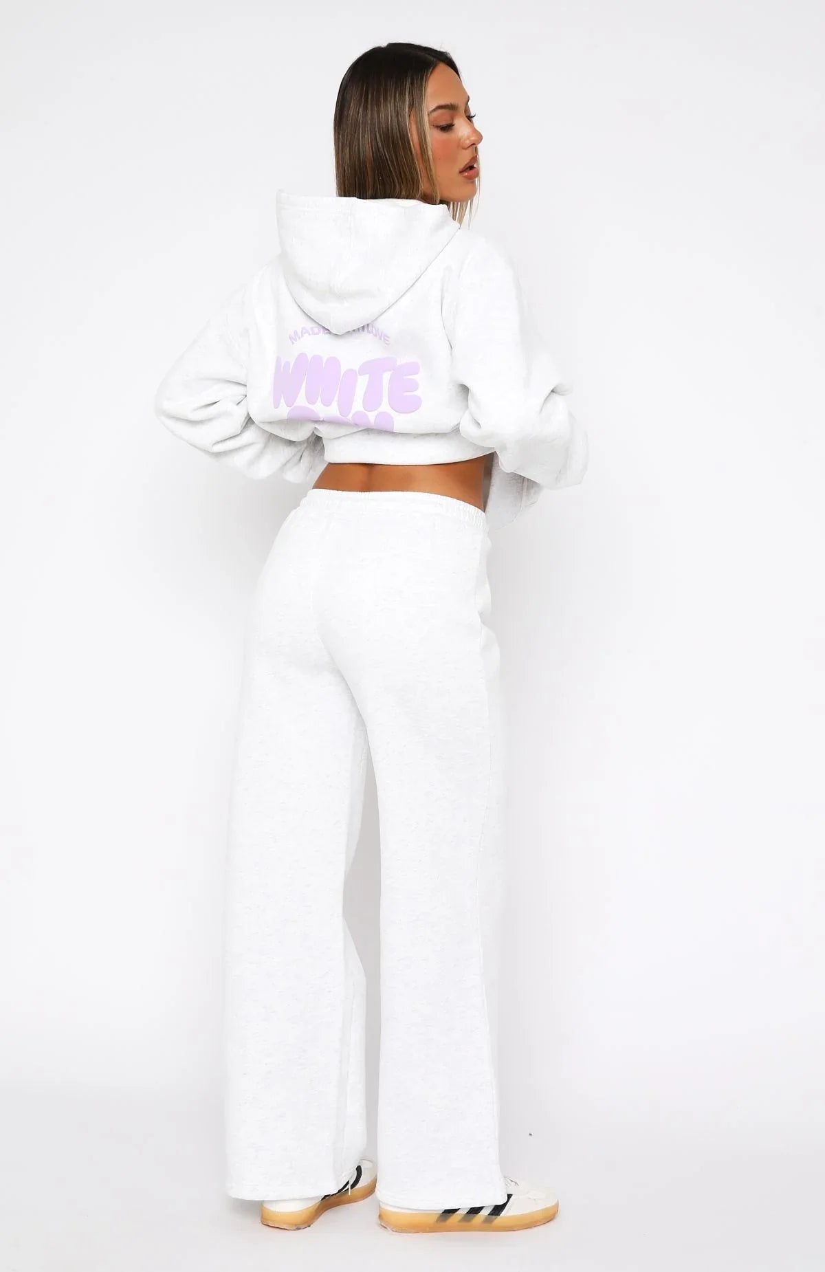 With Love For You Wide Leg Sweatpants Grey Marle