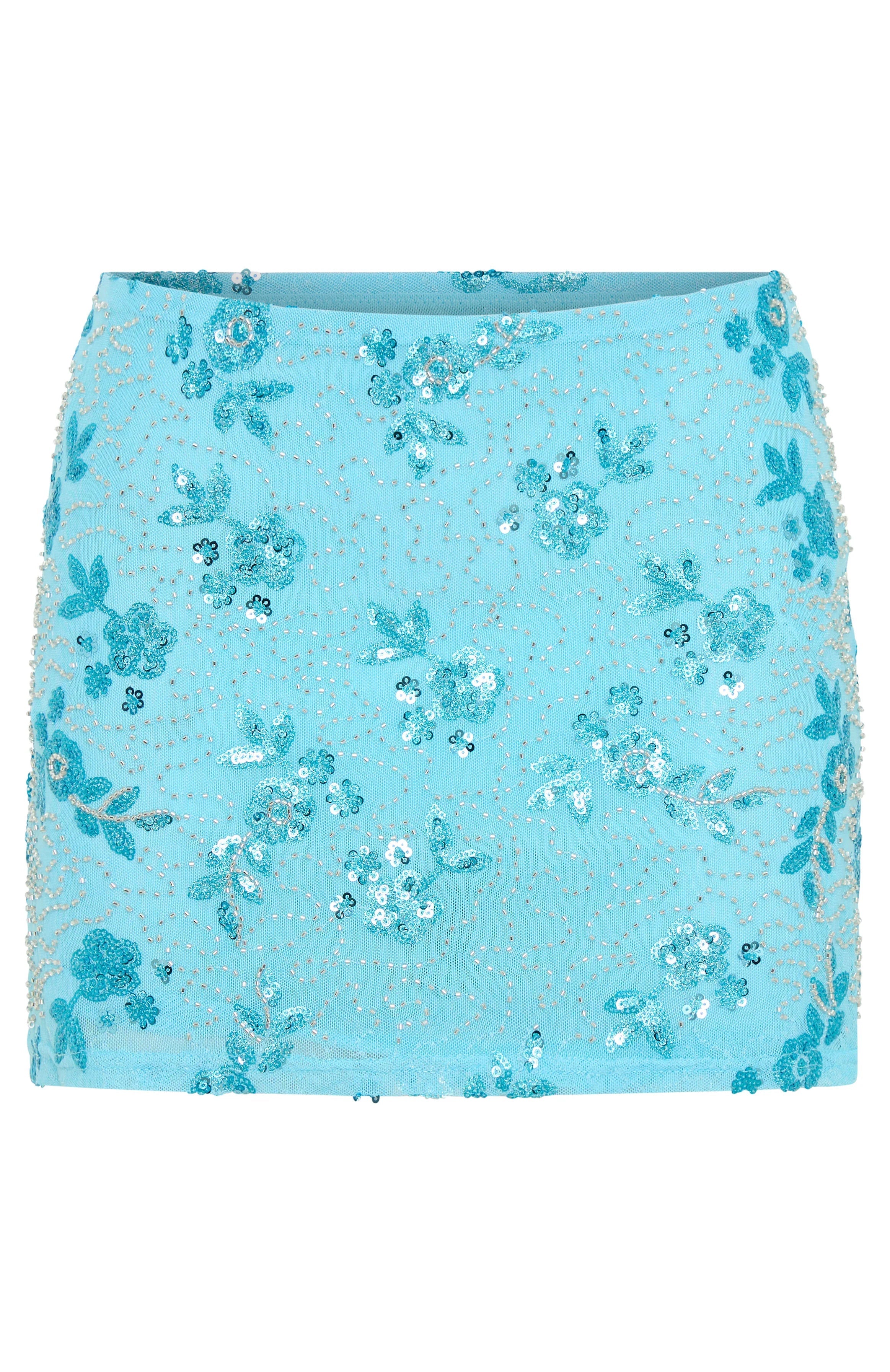 Capri Cove Beaded Mini Skirt Baby Blue