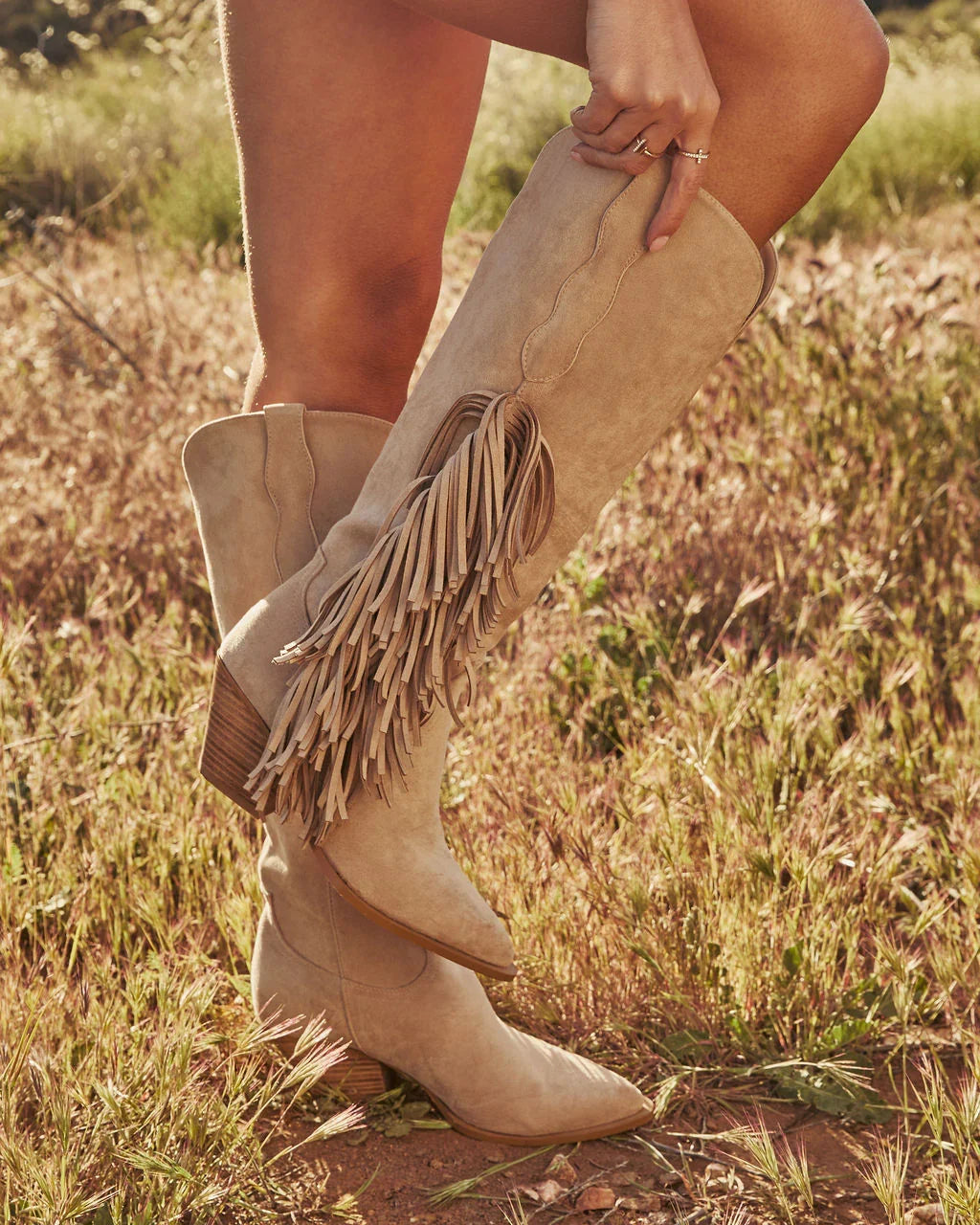 Boho Canyon Faux Suede Fringe Western Boots