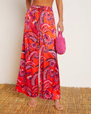 Azra Tropical Pocketed Wide Leg Drawstring Pant