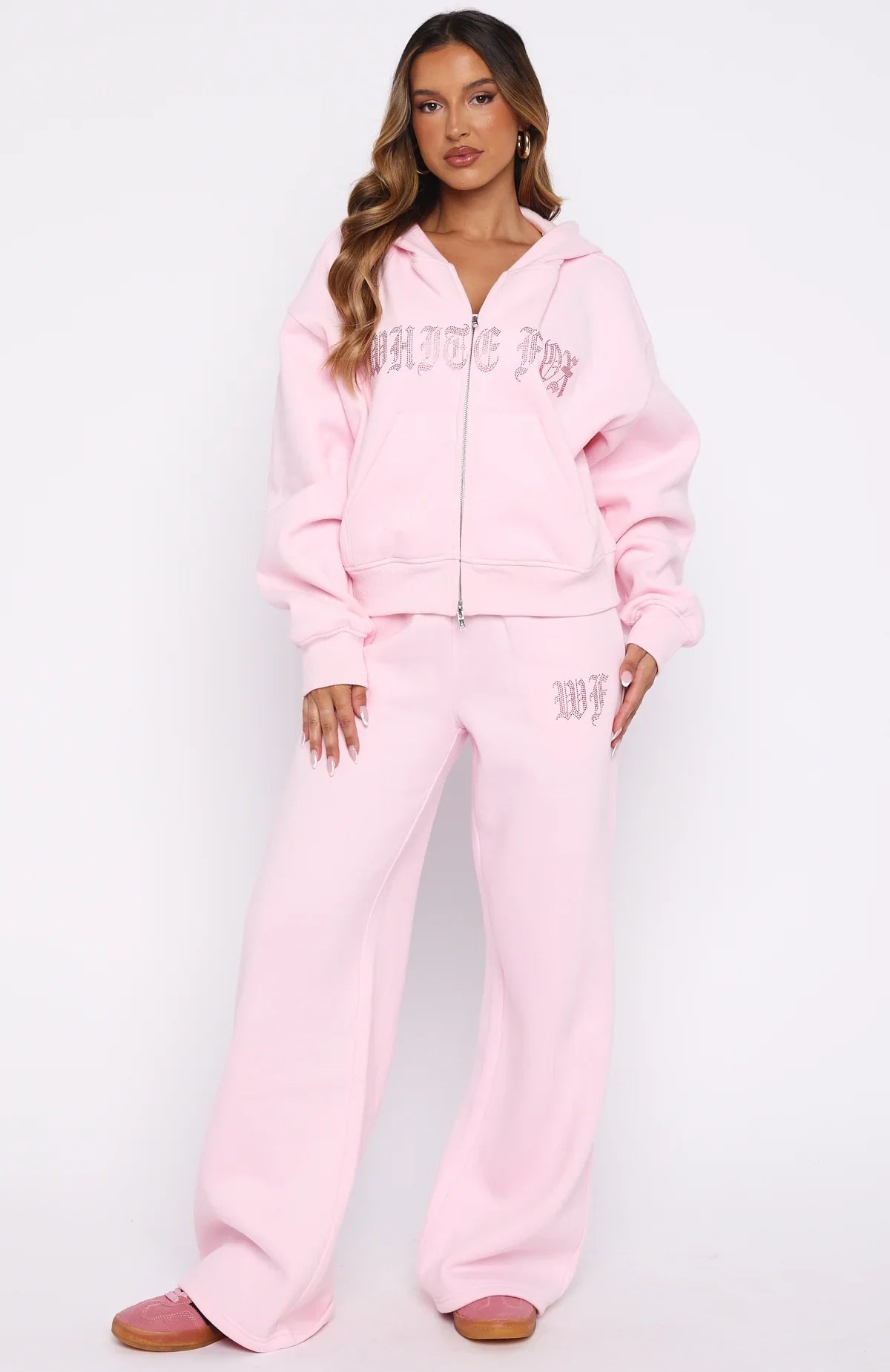 Lucky Ones Boxy Zip Front Hoodie Pink