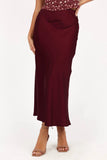 Nellie Satin Midi Skirt Burgundy