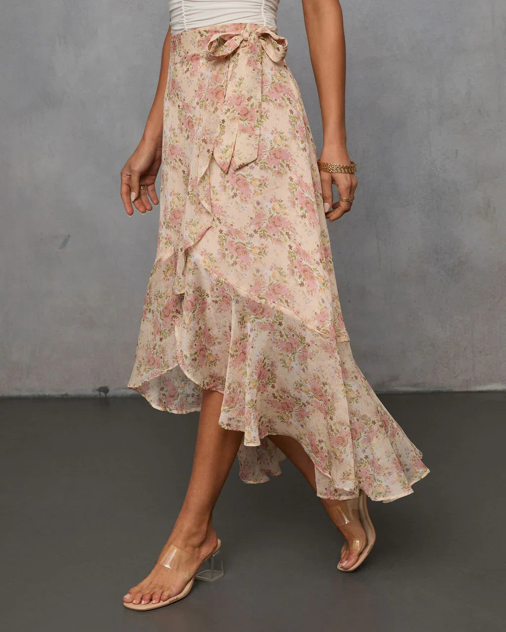 Wildly Radiant Floral Chiffon Wrap Skirt