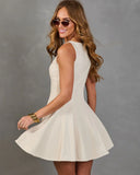 Classic Charm Pleated Linen Mini Dress