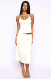 Palm Breeze Midi Skirt Cream