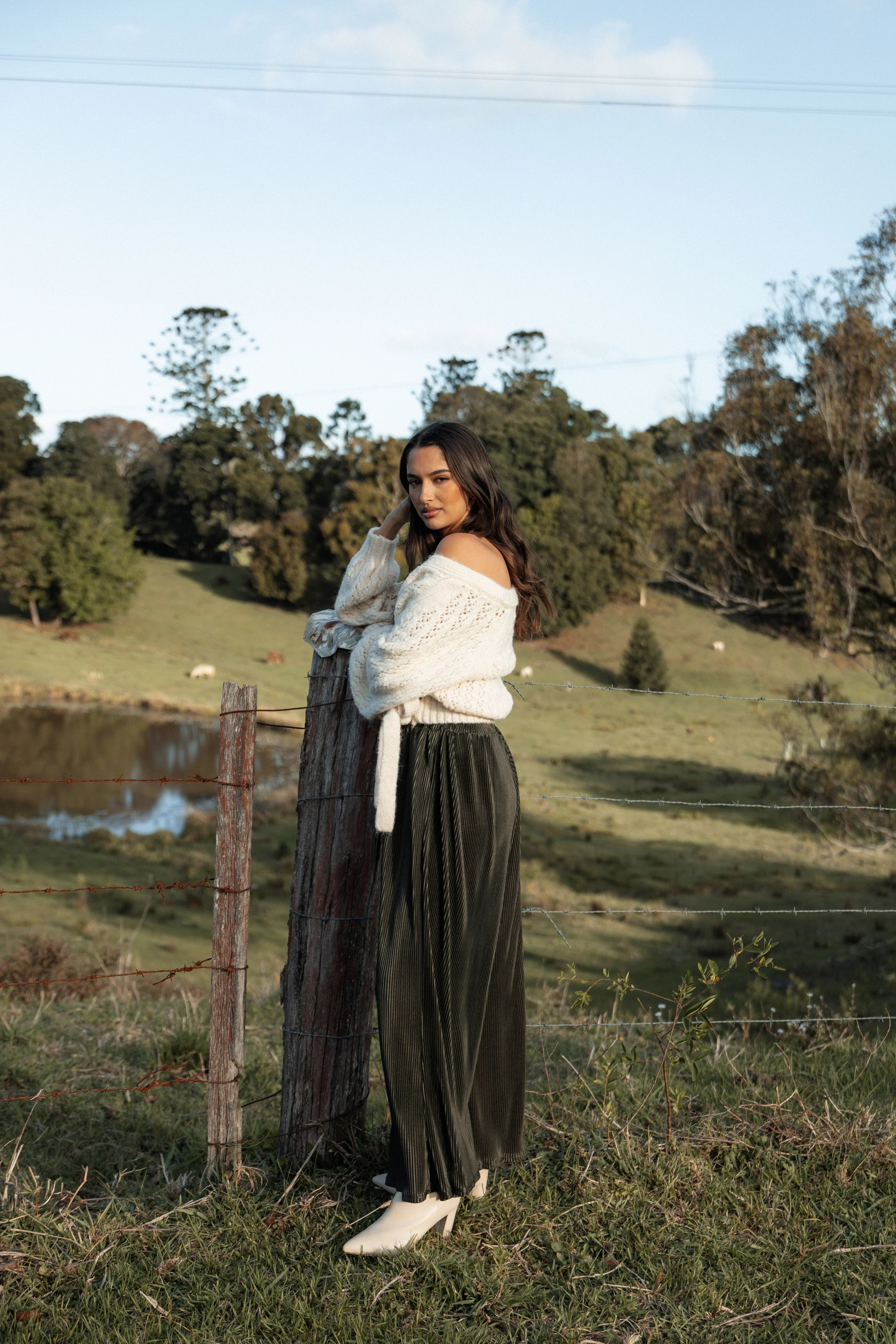 Etta Ballet Wrap Knit Sweater Cream