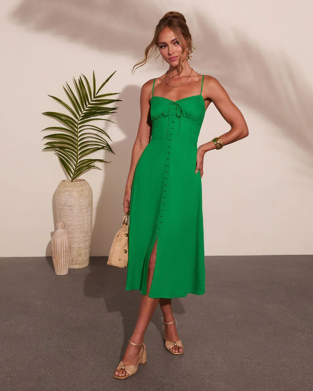 Tropic Breeze Linen Blend Maxi Dress