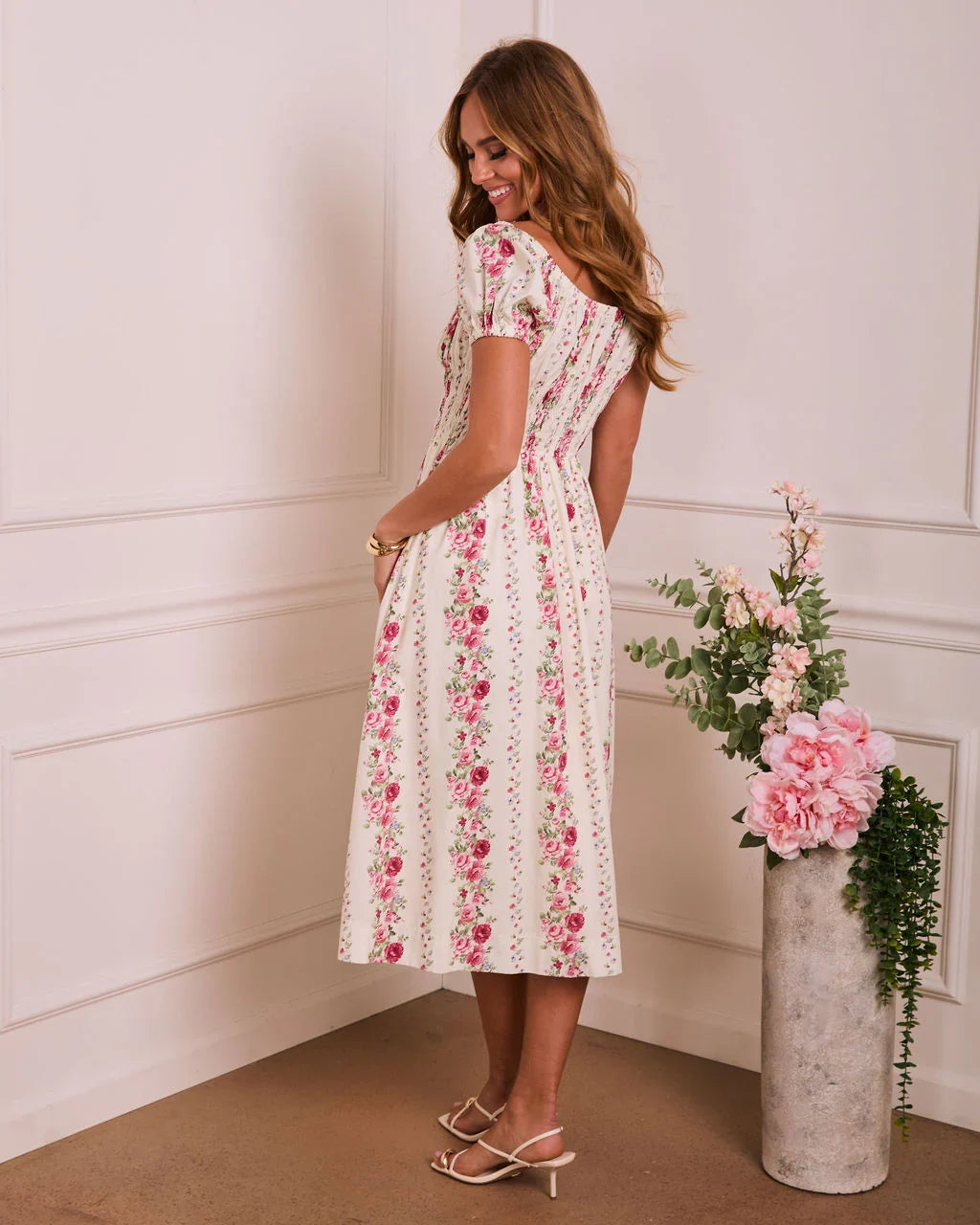 Rose Bound Floral Midi Dress