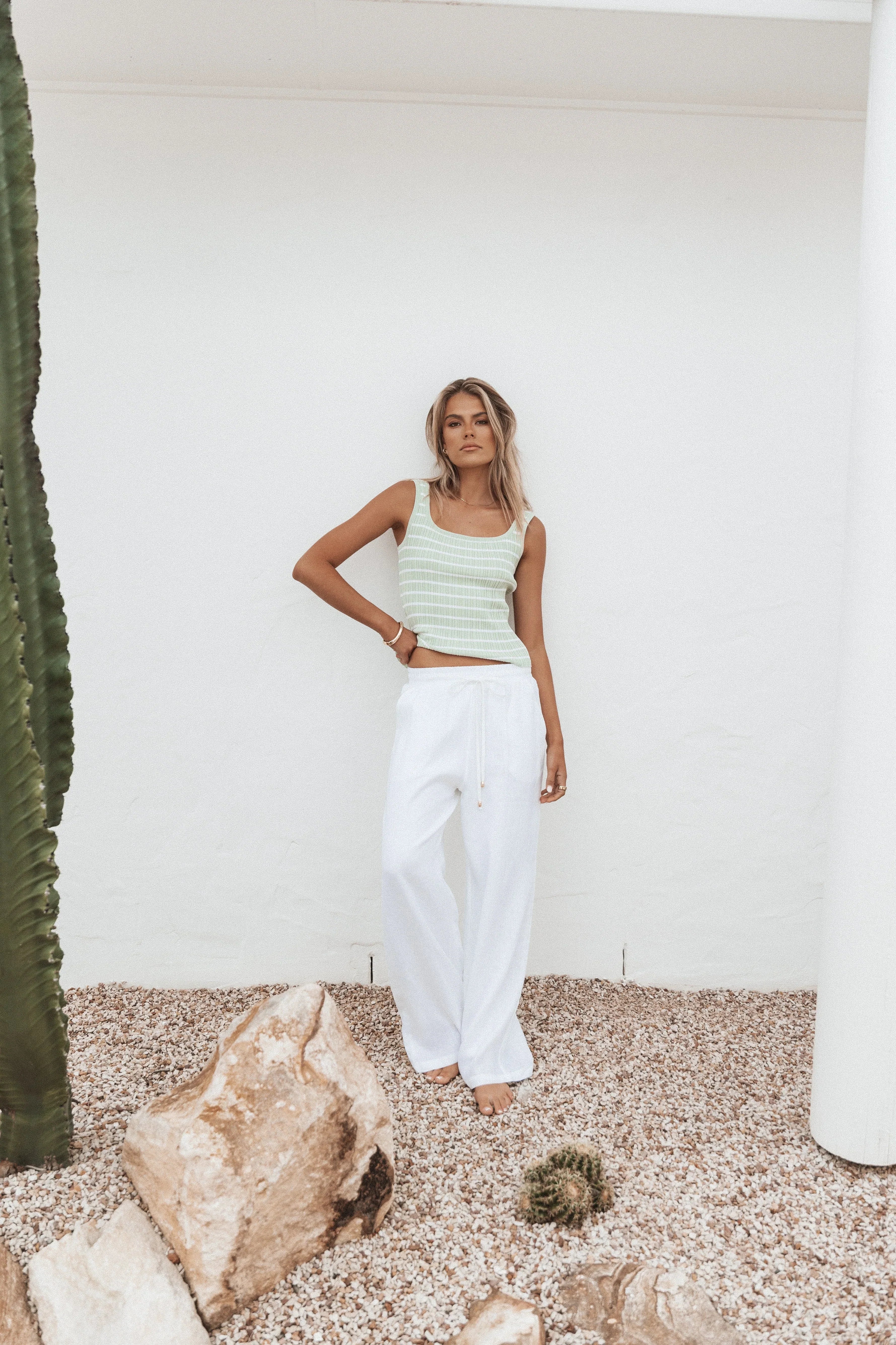 Milla Knit Top Sage Stripe