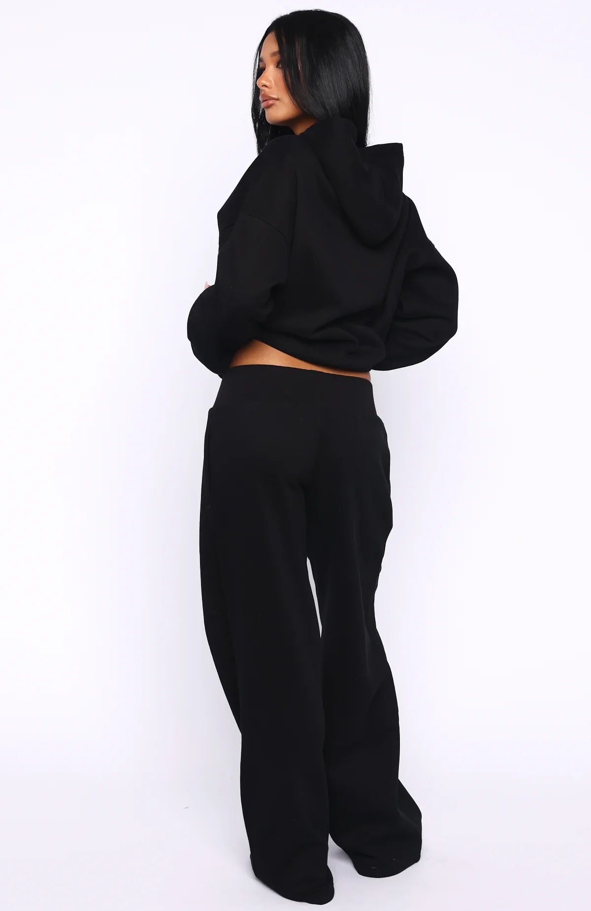 Come A Long Way Wide Leg Sweatpants Black