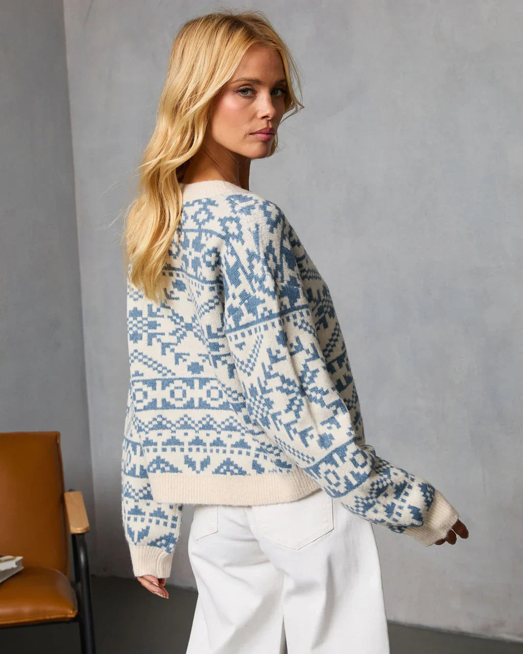 Cottage Hour Abstract Crew Neck Sweater