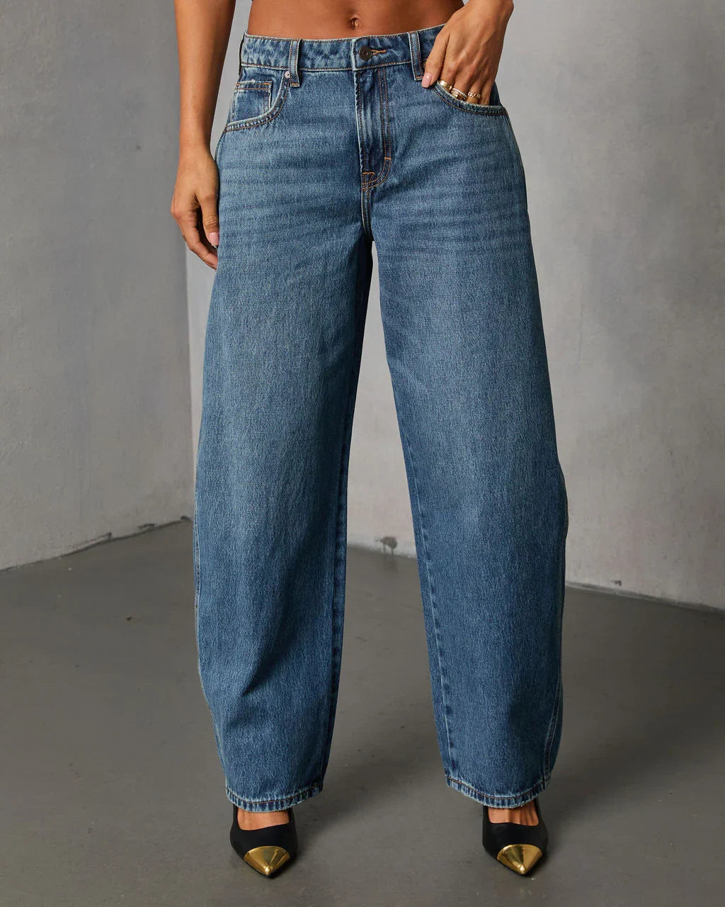 Brambelle Rigid High Rise Barrel Jeans