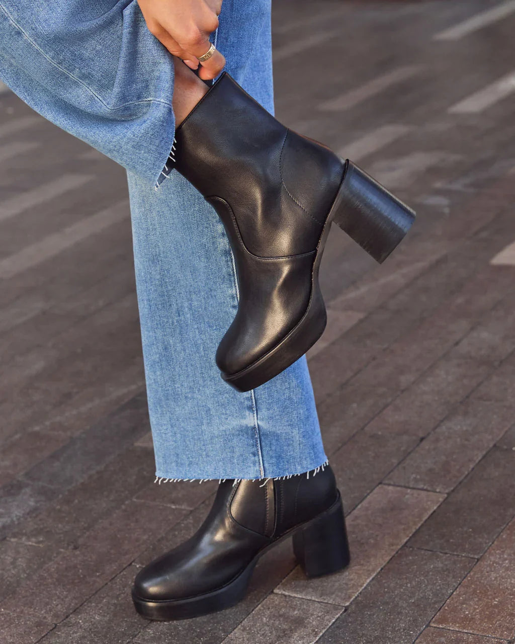 Roem Leather Platform Ankle Booties