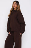 Chill Moves Oversized Henley Sweater Chocolate