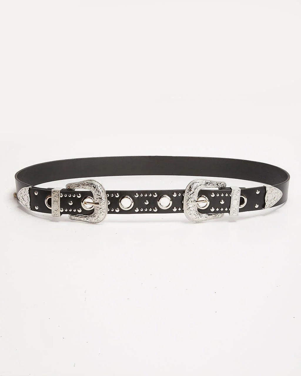 Saddle Up Studded Western Double Buckle Belt