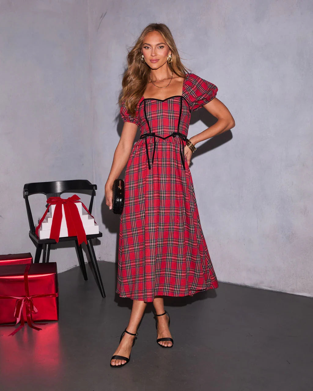 Peppermint Wishes Plaid Maxi Dress