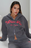 Through Thick And Thin Boxy Zip Front Hoodie Volcanic