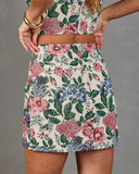 Blissful Blooms Floral Tapestry Mini Skirt