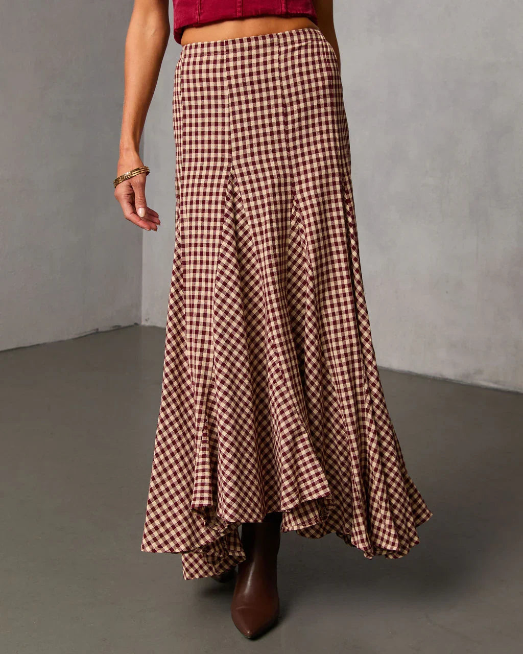 Rylin Gingham Maxi Skirt
