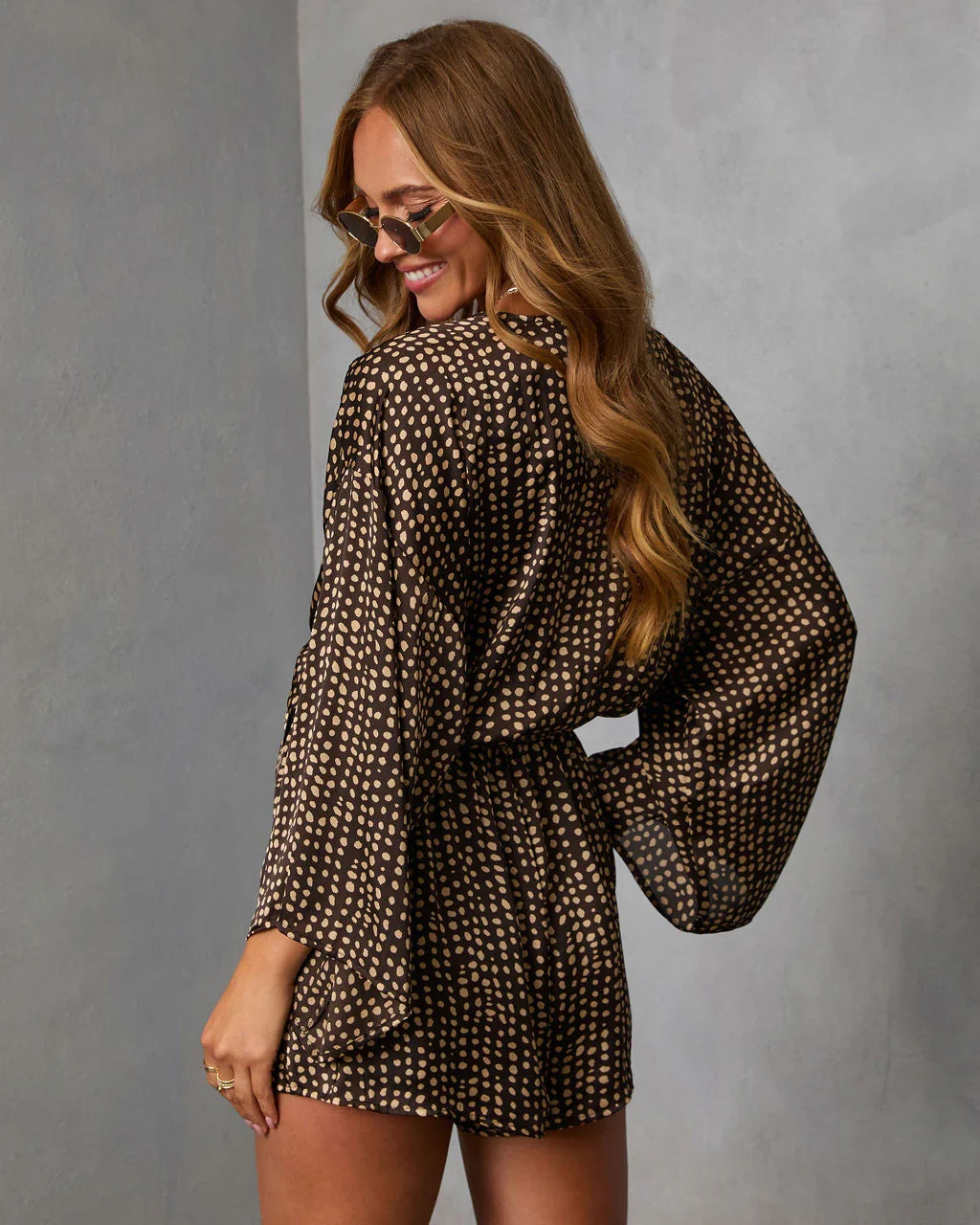 Palm Canyon Satin Tie Waist Romper