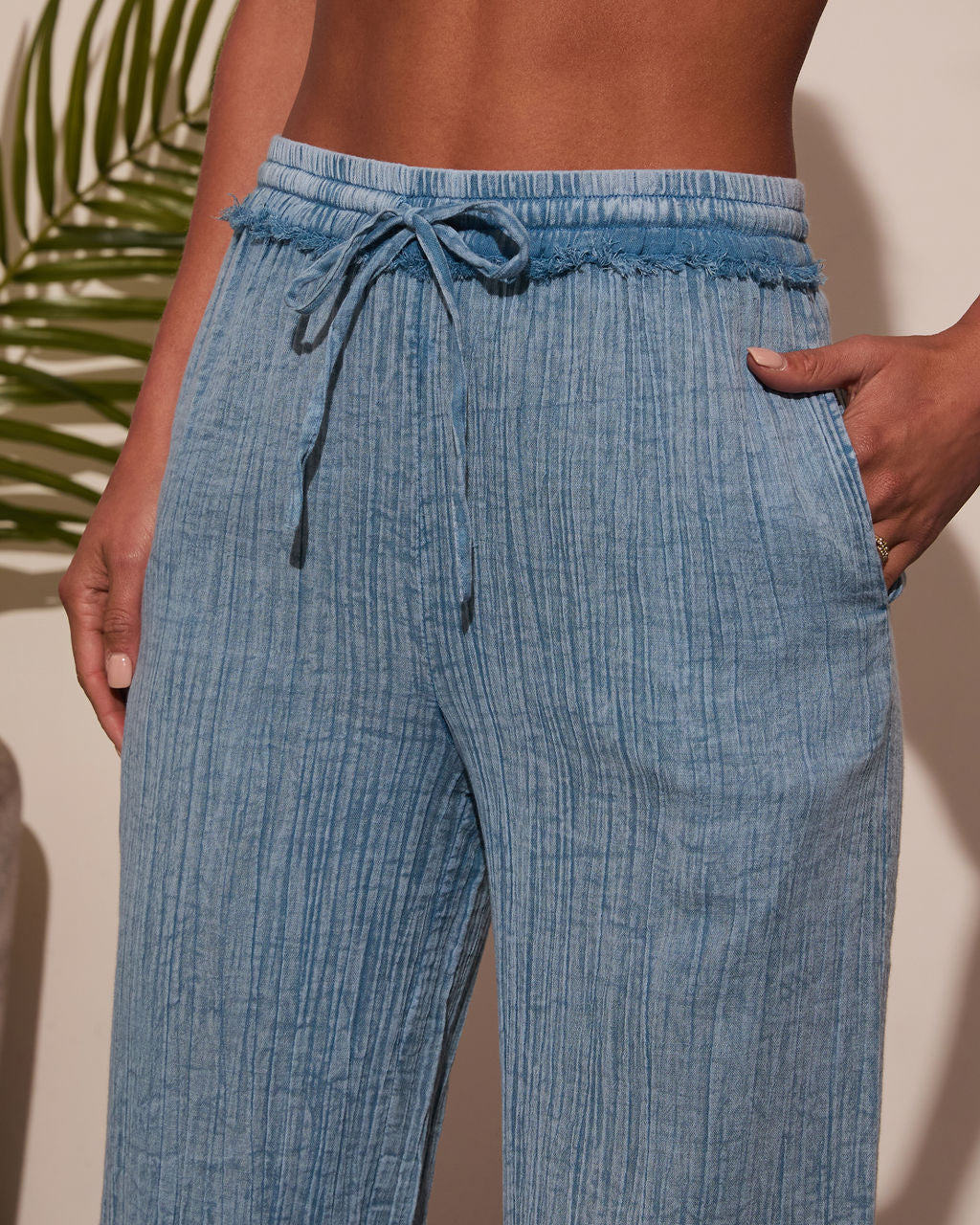 Francie Pleated Chambray Pants