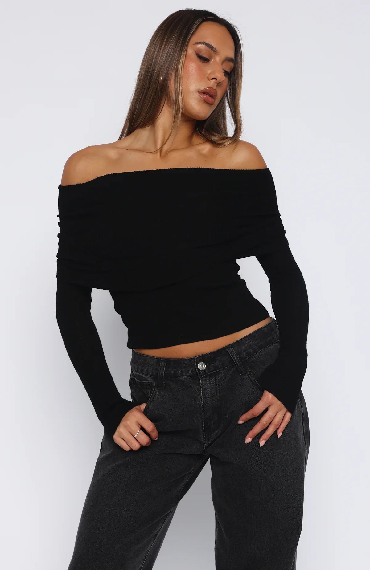 Take The Reigns Long Sleeve Top Black
