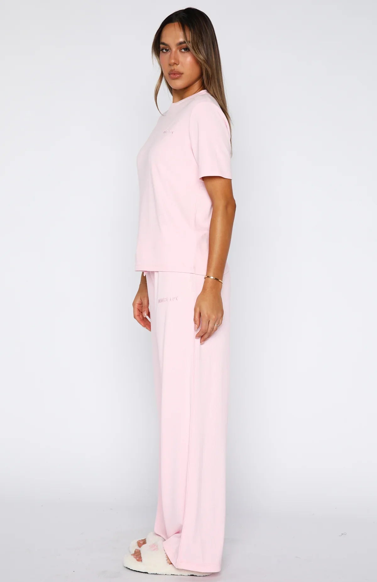 Come A Long Way Soft Lounge Ribbed Wide Leg Pants Pink