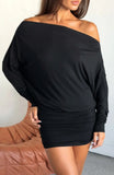 Take Your Turn Long Sleeve Mini Dress Black