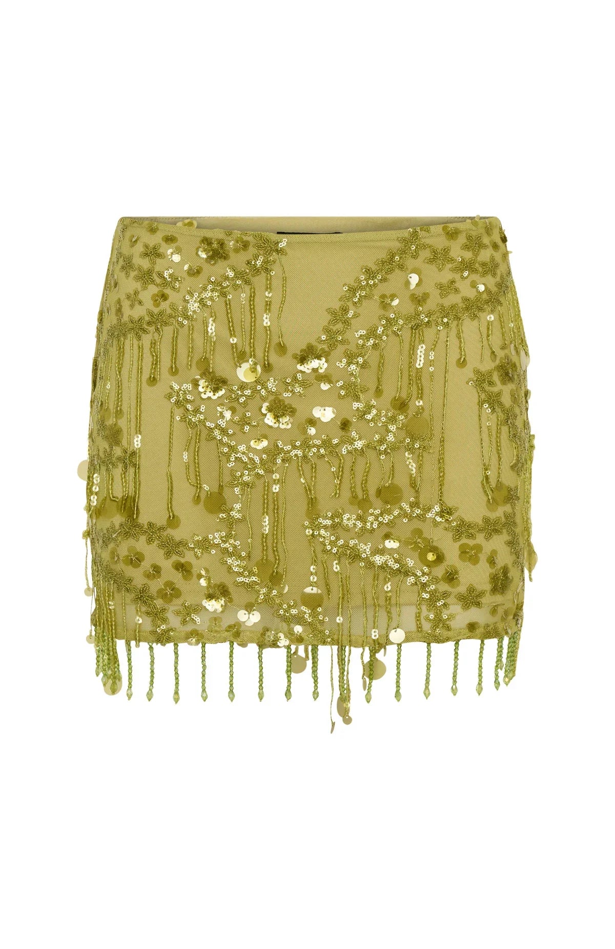 Disco Baby Beaded Mini Skirt Chartreuse