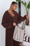 Causing Commotion Terry Boxy Zip Front Hoodie Chocolate