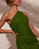 Collins Ruched One Shoulder Mini Dress