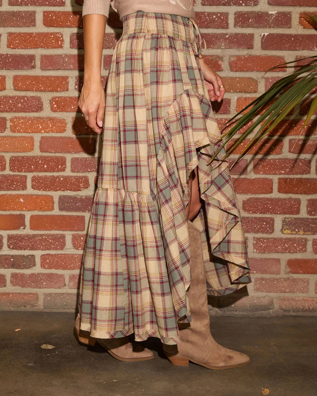 Willow Layers Plaid High Low Skirt