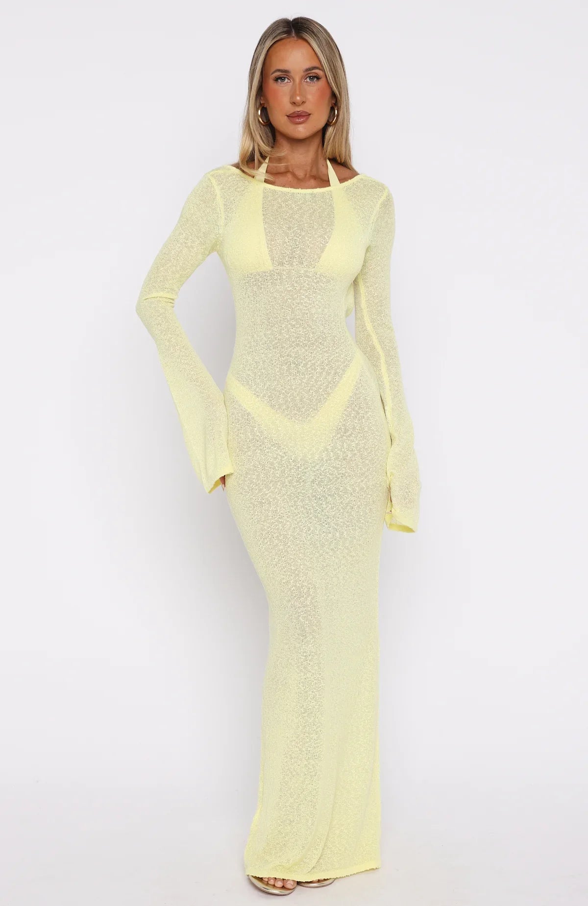 Malta Mermaids Long Sleeve Maxi Dress Lemon