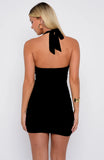 Parting Ways Halter Mini Dress Black